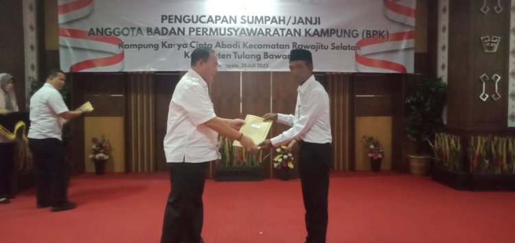 5 Orang BPK Kampung Karya Cipta Abadi Dilantik Sekda Tulang Bawang