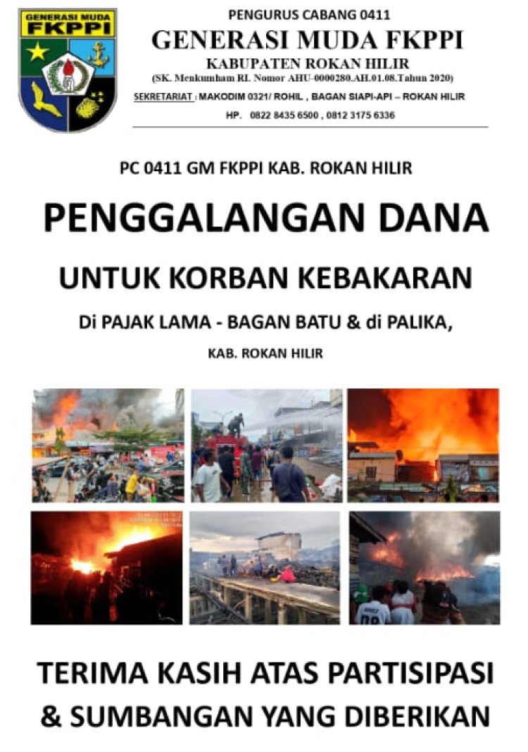 GM FKPPI Rohil Adakan Aksi Penggalangan Dana Bantu Korban Kebakaran