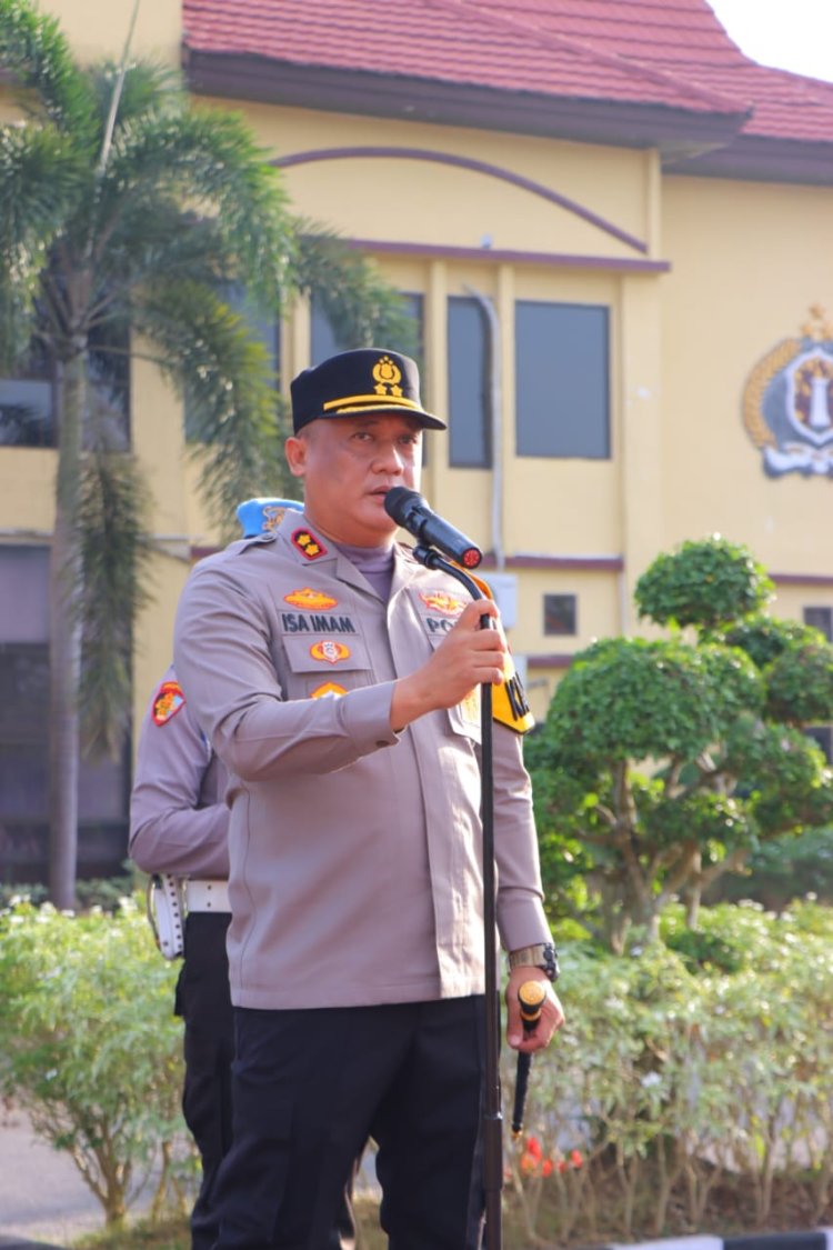 Kapolres Rohil Pimpin Apel Kesiapsiagaan Pergeseran Pasukan Dalam Penanggulangan Karhutla