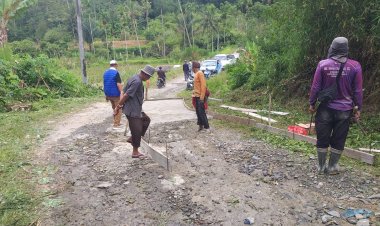 Perbaikan Jalan Lingkar Kabupaten Lampung Barat di Pekon Bumi Agung Mengunakan Uang Masyarakat