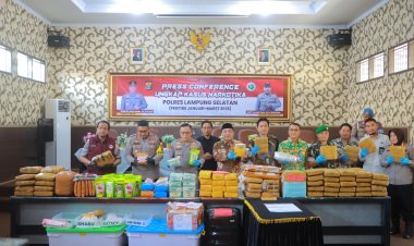 Polres Lampung Selatan Ungkap 23 Kasus Narkoba dan Musnahkan Barang Bukti Senilai Rp 54,8 Miliar