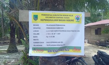 Kepenghuluan Bukit Damar Penuhi Kebutuhan Air Bersih Warga Bangun Sumur Bor