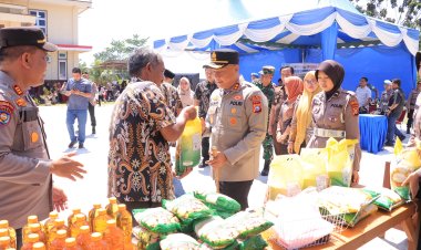 Polres Rohil Salurkan 1.000 Karung Beras Murah di Rimba Melintang, Dukung Gerakan Pangan Murah Nasional