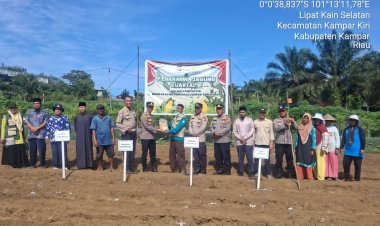 Dukung Asta Cita, Polsek Kampar Kiri Gandeng Kompleks Pesantren dan Poktan Tanami Lahan 1 Hektare
