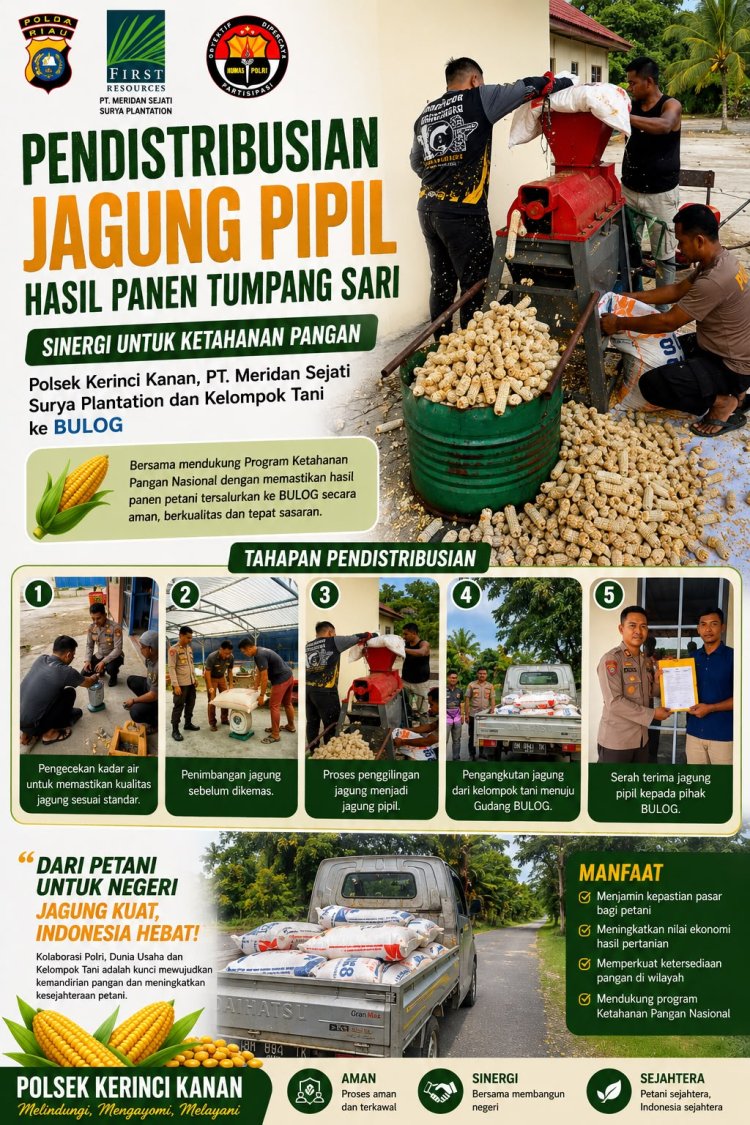 Dukung Ketahanan Pangan, Polsek Kerinci Kanan Kawal Distribusi Jagung Pipil ke Bulog